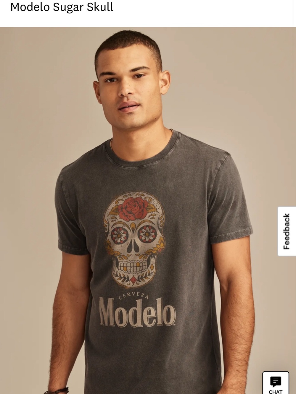 Lucky brand Charcoal Graphic Sugar Skull Short Sleeve Tee
